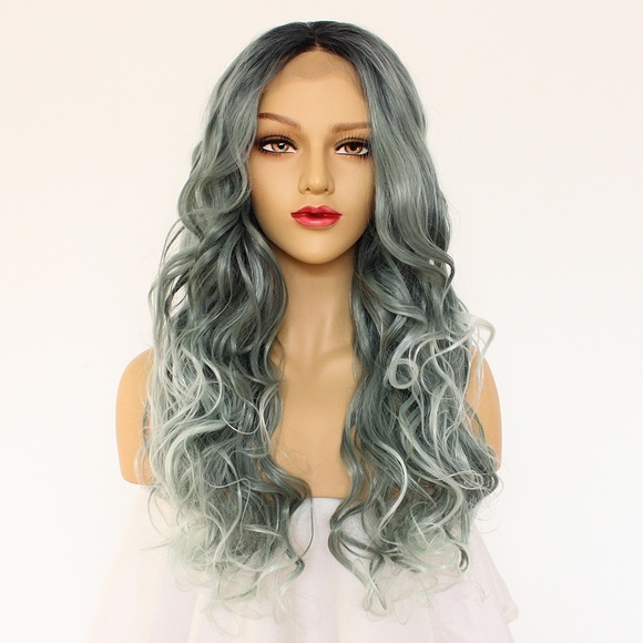 Accessories - New arrival mixed green color wavy lace front wigs